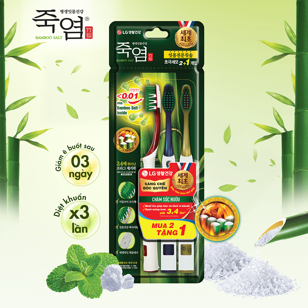 Bàn chải răng Bamboo Salt In Mom dành riêng cho nướu vỉ 2 + 1